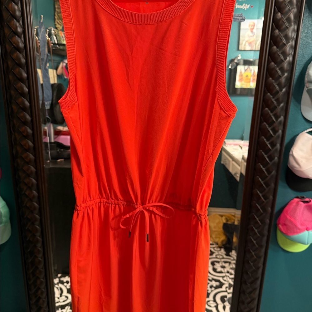 Athletea Bright Red Sleeveless Drawstring Dress